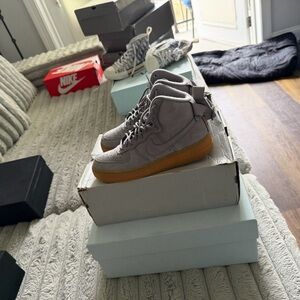 Nike Gray High-Top Sneakers with Gum Sole